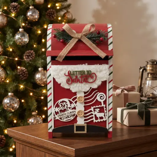 [CH26-WD18] 360 HOME CHRISTMAS MDF DECOR, 13*14.5*23.5,freestanding rustic Christmas gift-box decoration