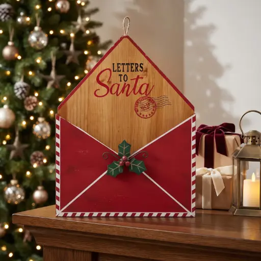[CH26-WD21] 360 HOME CHRISTMAS MDF DECOR, 24.5*6*31,freestanding Christmas “Letters to Santa” mailbox decoration