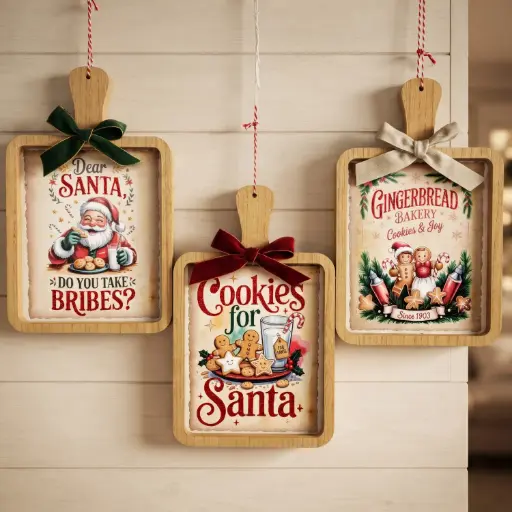 [CH26-WD27] 360 HOME CHRISTMAS MDF DECOR, 19*32*1.5 et of three rustic hanging Christmas kitchen signs,