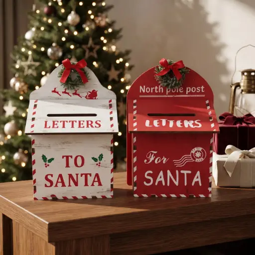 [CH26-WD31] 3660 HOME CHRISTMAS MDF DECOR, 10*6*15 “Letters to Santa” mailbox decorations