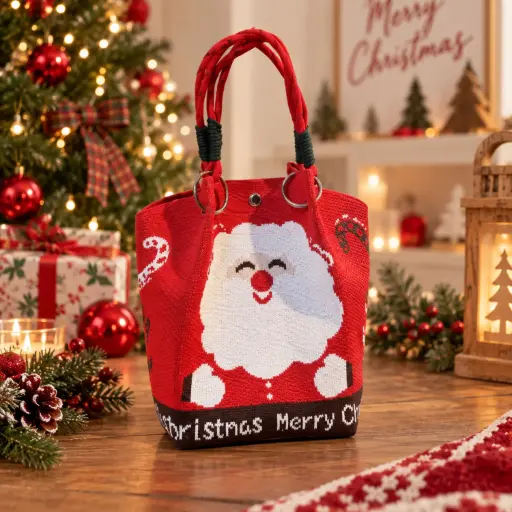 [CABCH1] 360 HOME Christmas bag 23*23*16cm festive Santa Claus Christmas tote bag / decorative holiday basket.