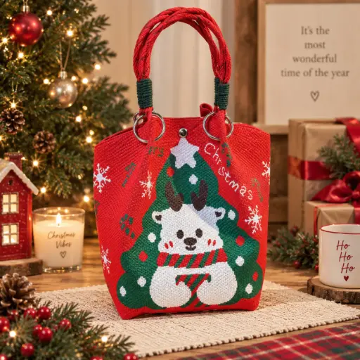 [CABCH4] 3660 HOME Christmas bag 23*23*16cm red Christmas snowman tote bag
