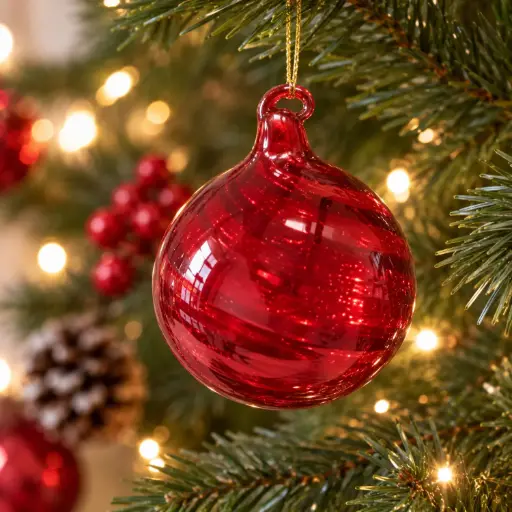 [CH26-BOU2] 360 HOME CHRISTMAS GLASS ORNAMENT Red Textured Round Bauble 48PCS/BOX 8CM