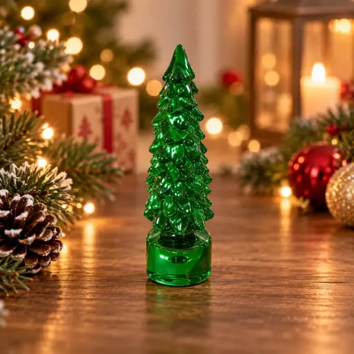 [CH26-TREEGL6] 360 HOME CHRISTMAS DECORATION GLASS TREE Green Textured Tree Ornament 12PCS/BOX 9.1*30.3CM